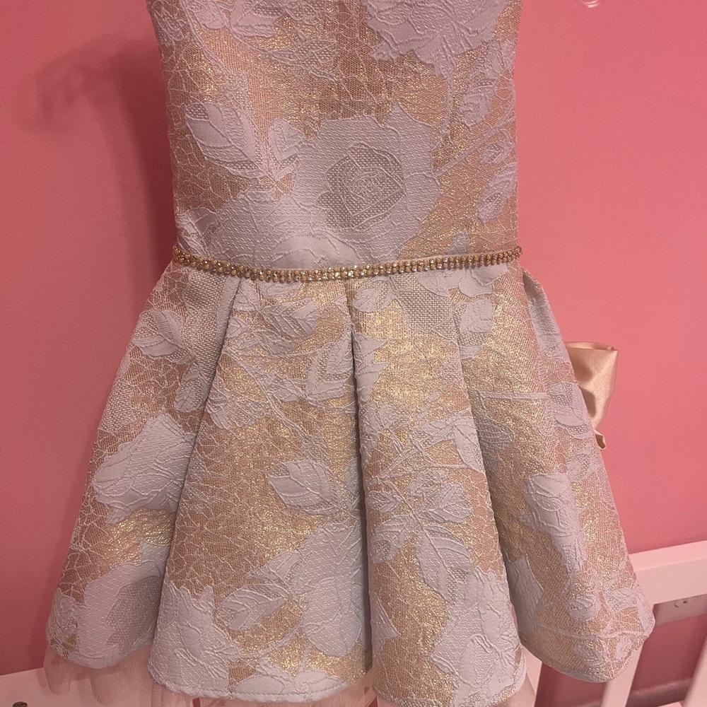 Elegant Gold and Cream Kids Dress